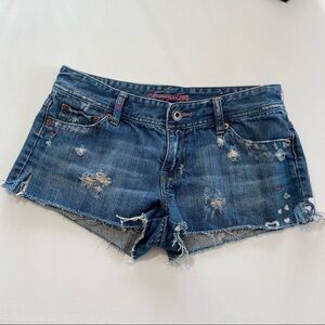American Eagle jean shorts, heart embroidery, size 4